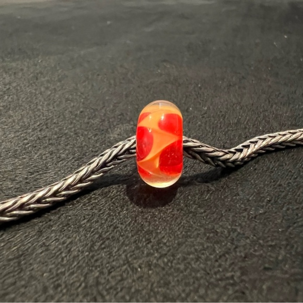 Trollbeads Retired Coral Wave Murano Glass Bead